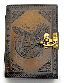 Raven Holding Skull with Moon Leather Embossed Journal